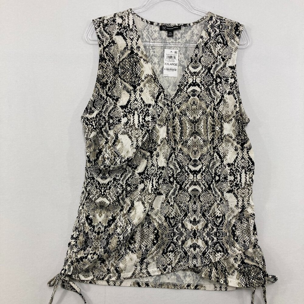 New INC International Concepts XXL Reptile Print Sleeveless Stretch Wrap Top